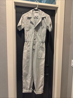 pistola Light Wash Short-Sleeve Denim Utility Jumpsuit